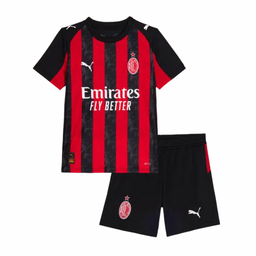 AC Milan Home Kids Soccer Jerseys Kit 2025 26 Front