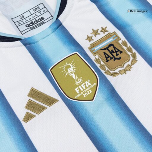 Argentina Inicio Kit de camisetas de fútbol infantil Copa del Mundo 2026 Lado derecho