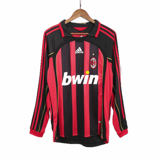 Retro Soccer Jersey AC Milan Home Long Sleeve 2006 07 Left-Side