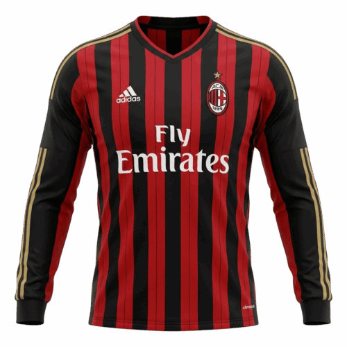 Retro Soccer Jersey AC Milan Home Long Sleeve 2013 14 Front