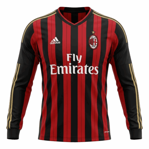 Retro Soccer Jersey AC Milan Home Long Sleeve 2013 14 Front
