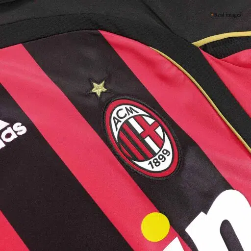 Retro Soccer Jersey KAKA 22 AC Milan Home Long Sleeve 2006 07 Detail-2