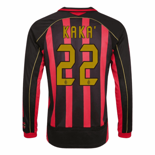 Retro Soccer Jersey KAKA 22 AC Milan Home Long Sleeve 2006 07 Front