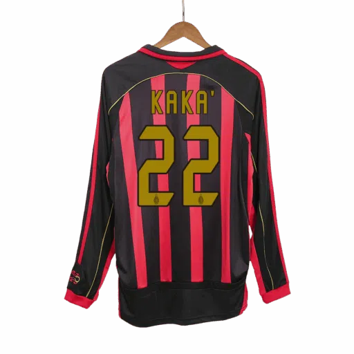 Retro Soccer Jersey KAKA 22 AC Milan Home Long Sleeve 2006 07 Left-Side