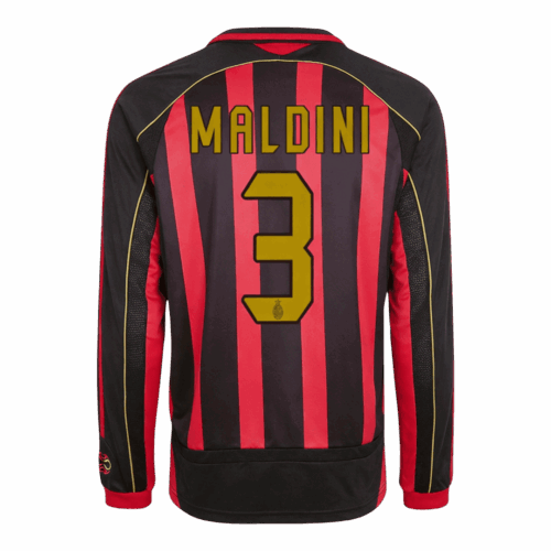 Maillot Retro Soccer MALDINI 3 AC Milan Home Manches Longues 2006 07 Avant