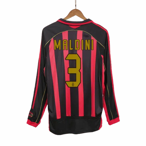 Retro Soccer Jersey MALDINI 3 AC Milan Home Long Sleeve 2006 07 Left-Side