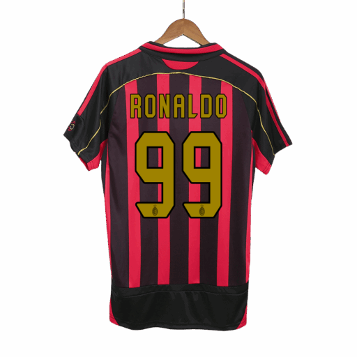 Maillot Retro Soccer RONALDO 99 AC Milan Accueil 2006 07 Gauche